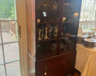 John Widdicomb Co. Designed by Ralph H. Widdicombe Mahogany 2 Door / 2 Drawer China Cabinet (16"D x 37"W x 68"H)