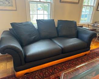 International Furniture Black Upholstered Seat with Curved Base Sofa (96"W x 37"D x 28"Back Height)