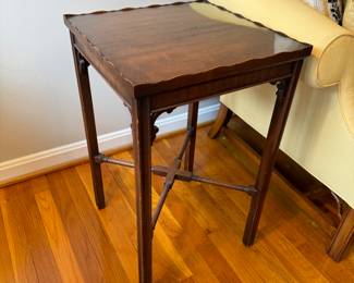 Vintage Imperial Square Mahogany Side Tables with Glass Topper (16"W x 16"D x 26"H / 2 available)