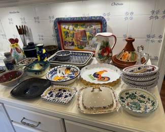Large Collection of Colorful Portuguese China & Dishware