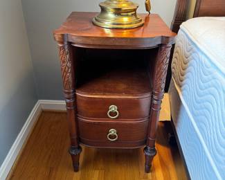 Mahogany 2 Drawer Side Table (14"D x 16"W x 27"H)