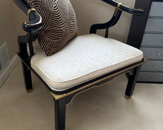 Century Upholstered Seat Lacquered Armchair (27"W x 27"D x 25"H)