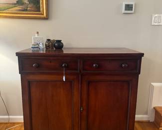 Handsome Antique Mahogany 2 Drawer / 2 Door Sideboard (42"H x 38"W x 20-1/2"D)