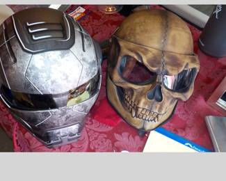 Skeleton and Iron Man Motorcycle Helmets