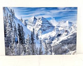 -Signed Photo Art "Winter Maroon Bells" in Modern Acrylic Mount 35.5" x 24"