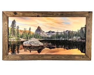 "Lone Eagle Sunrise" Landscape Art Photography In Acrylic and Framed in Rustic Wood 55 x 30