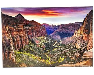"Car Trails: Zion National Park Canyon Overlook Trail" 24 x 36 Photography on Gallery MDF Plaque