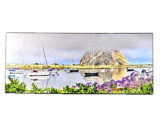 *** Randy Koepsell "Lifting Fog at Morro Bay" CA. Mounted on Photography on Gallery MDF Plaque 24" x 58"