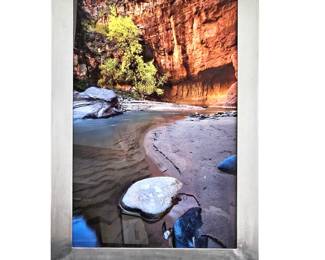 Randy Koepsell Photography Large 29" x 41" Utah Stream Framed in Hand Acid Rubbed Iron Frame- in Acrylic