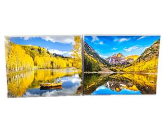 Lot of Two 16 x 20 Enlarged Wildlife Photos in Protective Sleeves "Maroon Bells: Aspen"