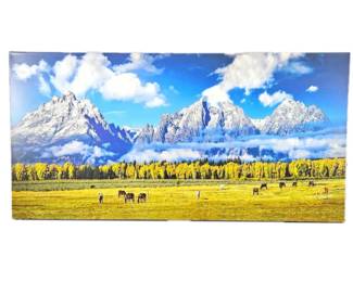 "Teton Horses in Paradise" Wyoming - Stretched Canvas 60" x 30"
