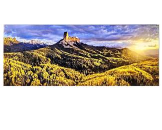 Mountain Sunset Landscape Art Photography -Modern High-End Acrylic Mounted Print- 24"x 60" by artist Randy Koepsell