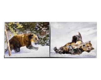Bear Photography Art Set - large Prints of Momma & Baby Bears- 16 x 20 Both on Foam Board in Protective Sleeves