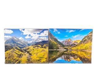 Lot of Two 16 x 20 Enlarged Wildlife Photos in Protective Sleeves "Maroon Bells: Aspen"