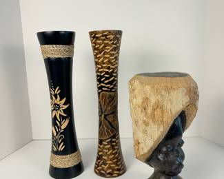 Candlesticks and ebony wood carving