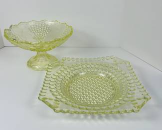 Uranium glass. Glows under blacklight