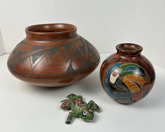 Mata Ortiz handmade pottery, signed Javier Corona (left)