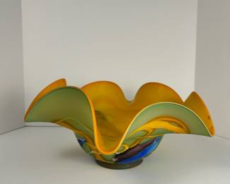 Hand blown glass bowl. One of a kind!