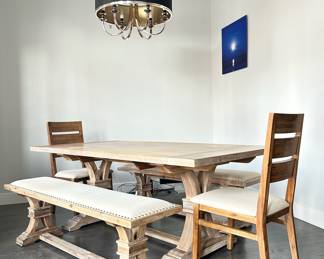 Z Gallerie Archer table and benches. Still available on website