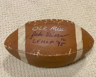 Ole Miss Hall of Fame football signed by Jake Gibbs