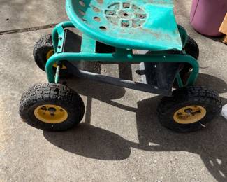 Rolling garden cart with seat