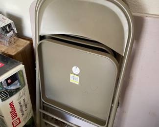 Metal folding chairs and card table