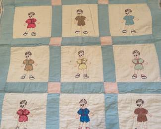 Vintage handmade quilt with embroidery