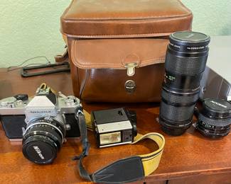 Nikkormat camera and Nikon lenses