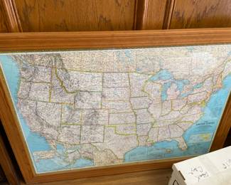 large framed US map