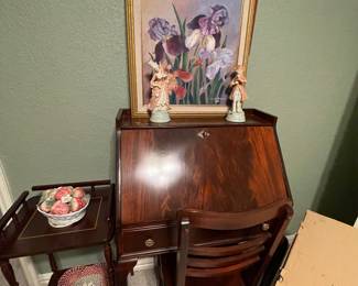 Small fold out desk with chair
