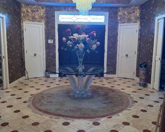 Amazing Lalique Cactus Table & Murano Tronchi Chandelier