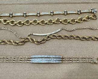 All gold, diamond bracelets