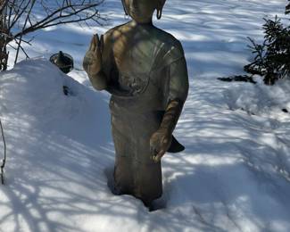 Large heavy mixed metal Asian Garden Statue, approximately 4 feet in height