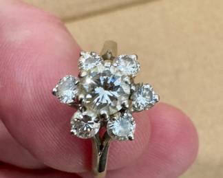 Exquisite ladies diamond ring with large center stone. Over 3 carats total diamonds