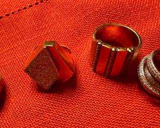 Large heavy men's 14k gold an diamond rings