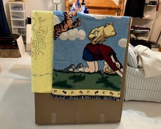 Vintage crib quilt, Winnie the Pooh throw