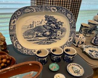 Large English blue/white platter