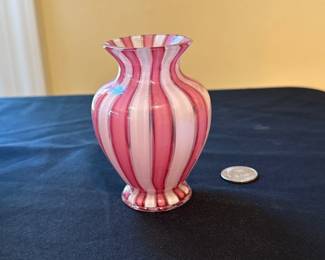 Hand blown Striped Glass Vase 