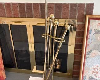 brass fireplace tool set 