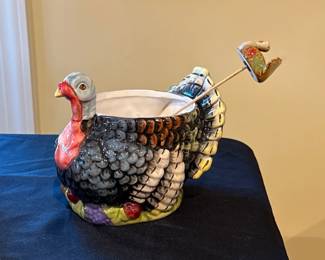 Ceramic Turkey Thanksgiving Planter Decor
