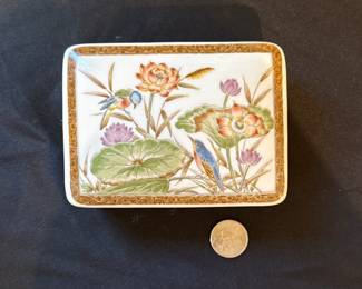vintage Satsuki Japanese Porcelain Trinket Box with lid 