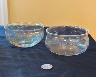 Crystal Clear Industries Handcrafted Iridescent Rainbow Crystal Ribbed Bowls 