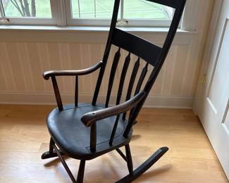 1900s  american painted black wooden rocking chair 