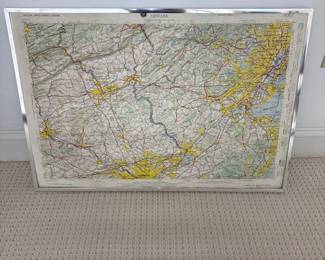 1969 Hubbard Topographic Map of Newark, framed 