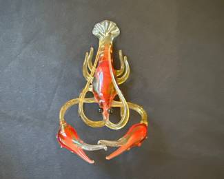 yellow glass Cancer figurine (lobster) 