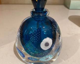 Murano Style glass egg  Blue Perfume bottle 
