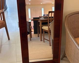 tall cherry wood rectangular wall mirror 