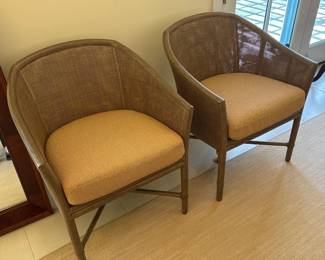 Rattan Cane Barrel Chairs set of 2 