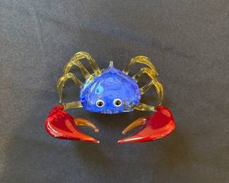 small hand blown glass crab figurine 