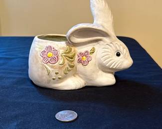 vintage ceramic rabbit planter 